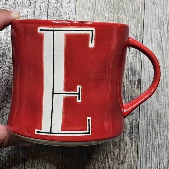 Anthropologie Hand Painted Coffee Mug E red - Picture 2 of 5